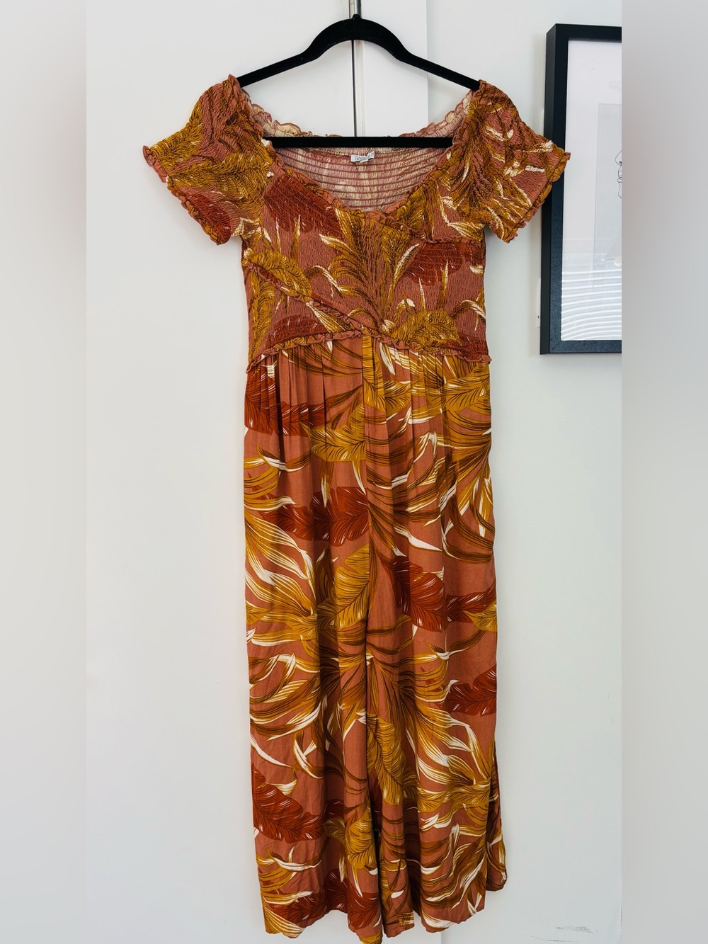 Patrons Of Peach Anthropologie cold shoulder jumpsuit size medium fall autumn